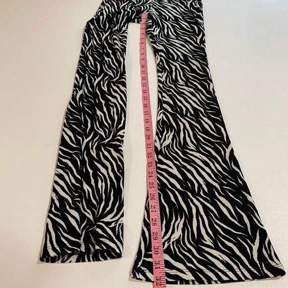 Topshop Zebra Print Flared Pants Women’s Size 2 Stretch High Waist Retro Y2K - Picture 6 of 9